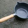 Vintage Cast Iron Sauce Pan W/ Wood Handle Image 3