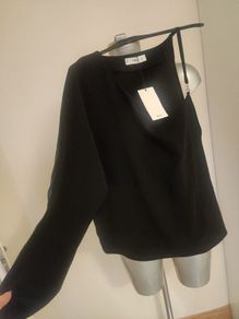 BNWT Mango black one shoulder  long sleeve top size L UK12/14 EU40/42 Postage included