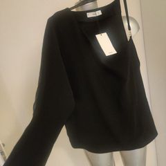BNWT Mango black one shoulder  long sleeve top size L UK12/14 EU40/42 Postage included