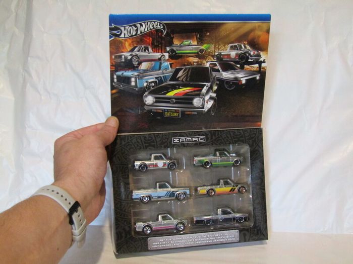 Hotwheels 6 piece pickup truck zamac set Includes Volkswagen Caddy 83 Silverado Chevy Luv, Datsun sunny Nissan Hardbody and Austin Mini 2024 Brand New Sealed