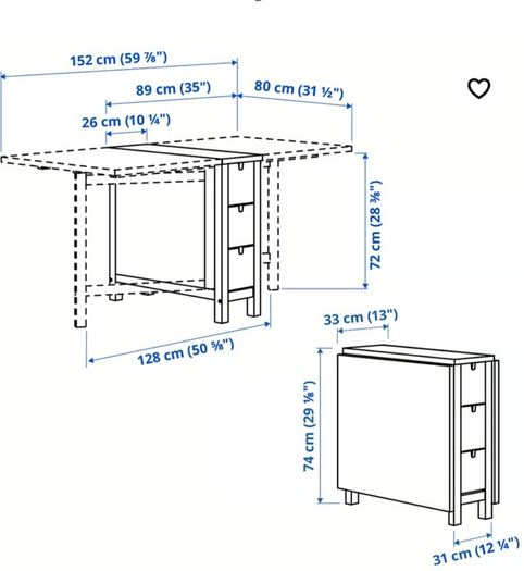 Folding gateleg NORDEN IKEA table