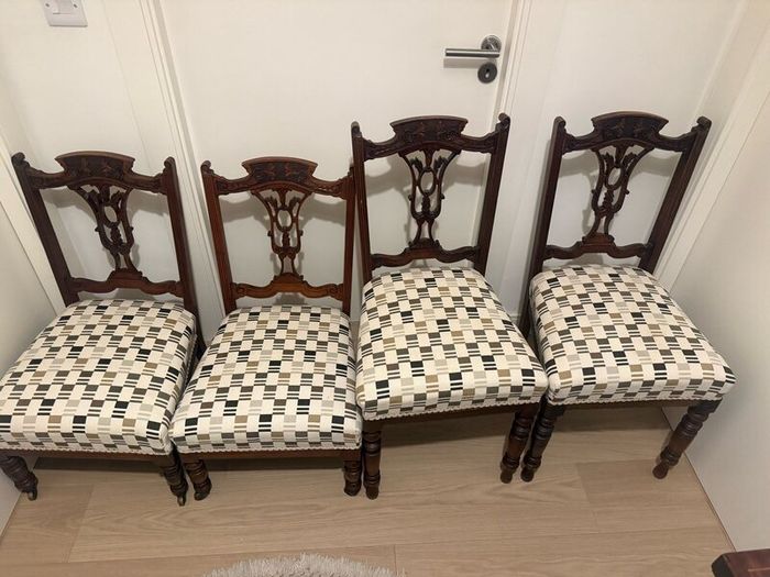 4 Recovered Antique chairs (2 x nursing &2 dining)