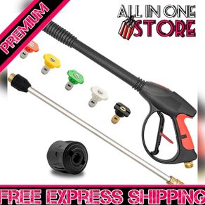4000PSI Pressure Washer Long Gun,with Replacement Wand Extension, 5 Nozzle Tips, M22 14MM & Karcher Quick connector for Car Washer Cleaning Tool (FREE POSTAGE)