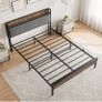 King Size Bed Frame with Wooden Storage Headboard Image 5