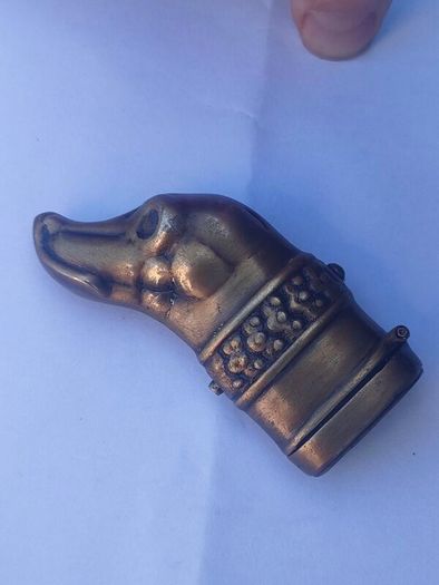 Large Brass Dog Vesta case