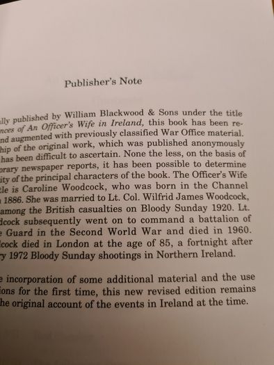 An Officers Wife In Ireland. Interdiction By Tom Pat Coogan. It The Story Of Bloody Sunday 1920 Told From  A British Perspective.