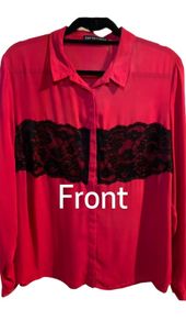 LITTLE WOODS Red Top with Lace Accent SIze 18