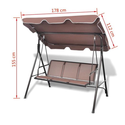 Garden Swing Bench with Canopy Coffee/Black