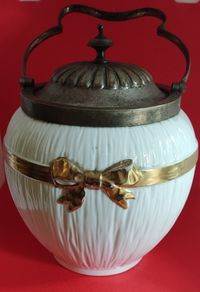 Rare Antique Foley China Biscuit Barrel With Bow - Pre 1900s