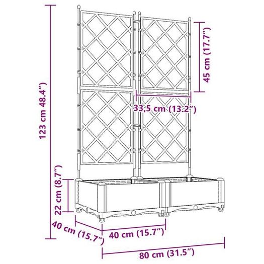 Garden Planter 2 pcs Brown 80 x 40 x 125.5 cm Steel