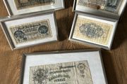 Set of 5 Vintage Banknotes in Frames  Historical Currency Display