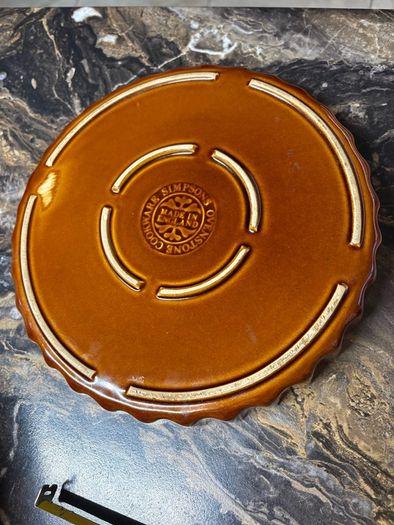 Vintage Simpsons Oven-to-Table Cookware Pie Dish - English Brown Ceramic Fluted Tart Baking Dish, Made in England Stoneware Bakeware, 1970s