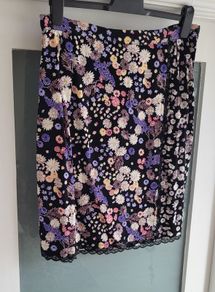 YUMI black floral print layered skirt Sz 12UK - Bnwt Rrp 34.99