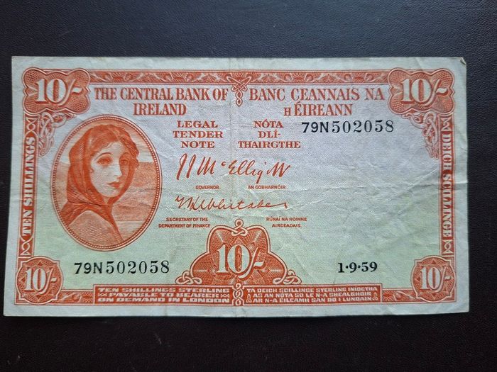Central Bank of Ireland. Lady Lavery 10 shillings (1959)#3