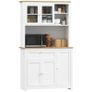Country-style kitchen cabinet, 1 display cabinet, 1 open shelf, 1 drawer, 2 cupboards, Natural + White Image 5