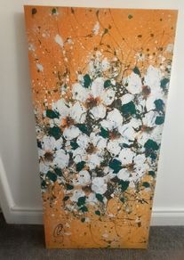Vibrant Yellow Canvas 'Gold Trellis'  by Clare Sykes