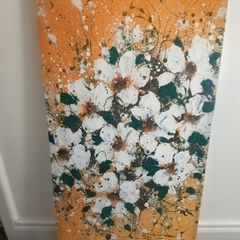 Vibrant Yellow Canvas 'Gold Trellis'  by Clare Sykes