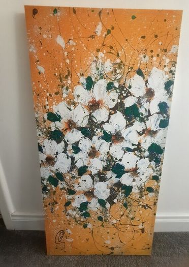 Vibrant Yellow Canvas 'Gold Trellis'  by Clare Sykes