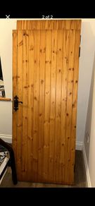 3 wooden pine doors