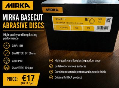 Mirka 80 grit sanding discs