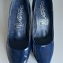 Chamby Leather Point Toe Court Shoe - Navy Patent Image 2