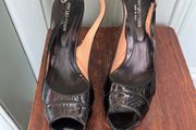 Sergio Rossi size 40 wedge sling back heels with open toe