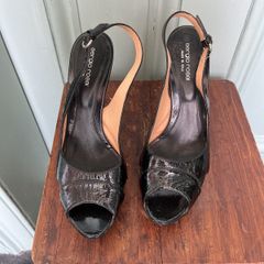 Sergio Rossi size 40 wedge sling back heels with open toe