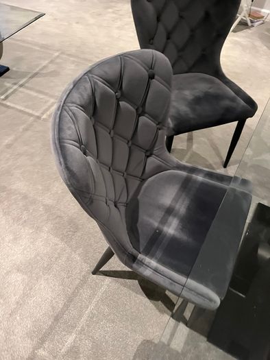 50 each Grey Velvet Dining Chairs x 2