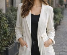 BRAND NEW Ladies White Blazer with Belt: Size 8