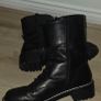 M&S Black Military Style Leather Lace Up Zip Buckle Boots Image 4