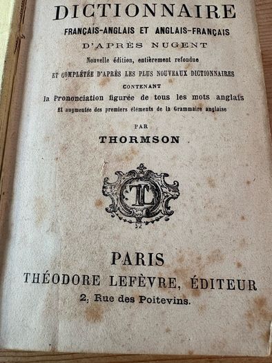 Antique Miniature French - English Dictionary