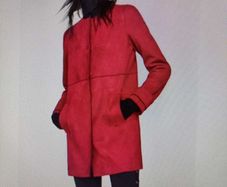ZARA Faux Suede Straight Coat Red SIZE L