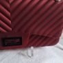 Matte Burgundy Red Chevron Flap Shoulder Handbag with Gunmetal Chain Image 6
