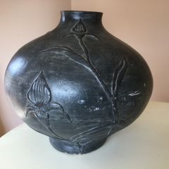 Large Ebonized Earthenware Vase.