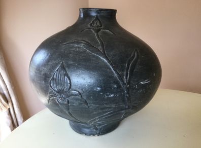 Large Ebonized Earthenware Vase.