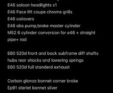E46,e60,is200,glanza,starlet parts breaking