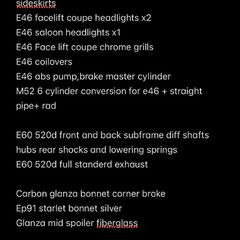 E46,e60,is200,glanza,starlet parts breaking