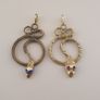Vintage Lot of 2 Snake with Blue & Red Eyes Brass Pendant 65.5mm Image 2