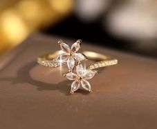 Flower Crystal Gold Tone Ring