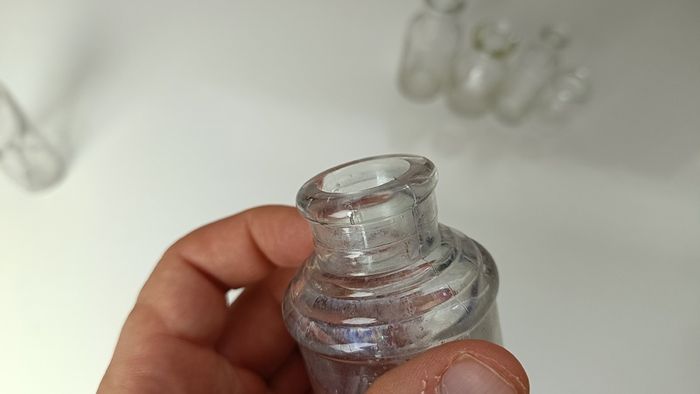 449 - Set of 5 Vintage Clear Glass Cork Top Collectible Decorative Bottles