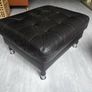 IKEA Landskrona dark brown leather footstool Image 2