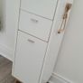 Modern Slim Storage Cabinet - White and Oak Finish Image 2