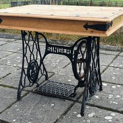 Bespoke unique antique upcycled Singer Sewing Machine Base Table