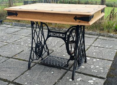 Bespoke unique antique upcycled Singer Sewing Machine Base Table