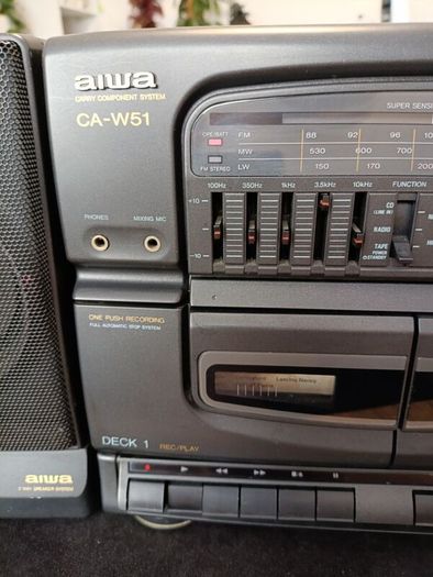 Aiwa CA W51 Dual Cassette Recorder Radio Boombox HI Speed Dubbing W EQ