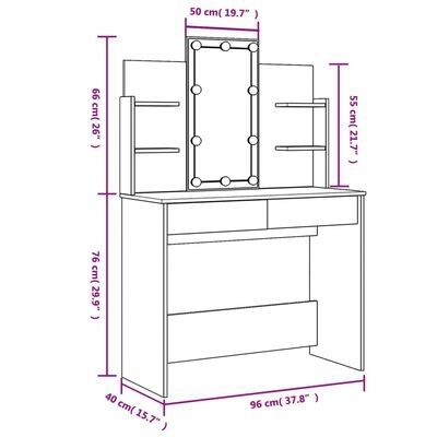 Dressing Table with LED Lights White 96x40x142 cm
