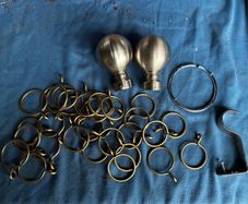 30 heavy duty antique brass curtain pole rings and accessories