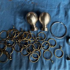 30 heavy duty antique brass curtain pole rings and accessories