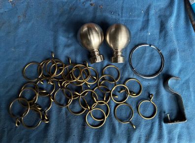 30 heavy duty antique brass curtain pole rings and accessories