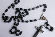Vintage Handmade Black Wood Rosary